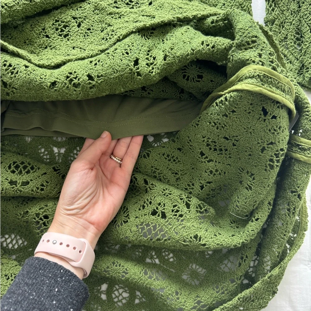 Significant Other 4 Green Crochet Imogen Maxi Dress Bell Sleeves - Picture 9 of 9